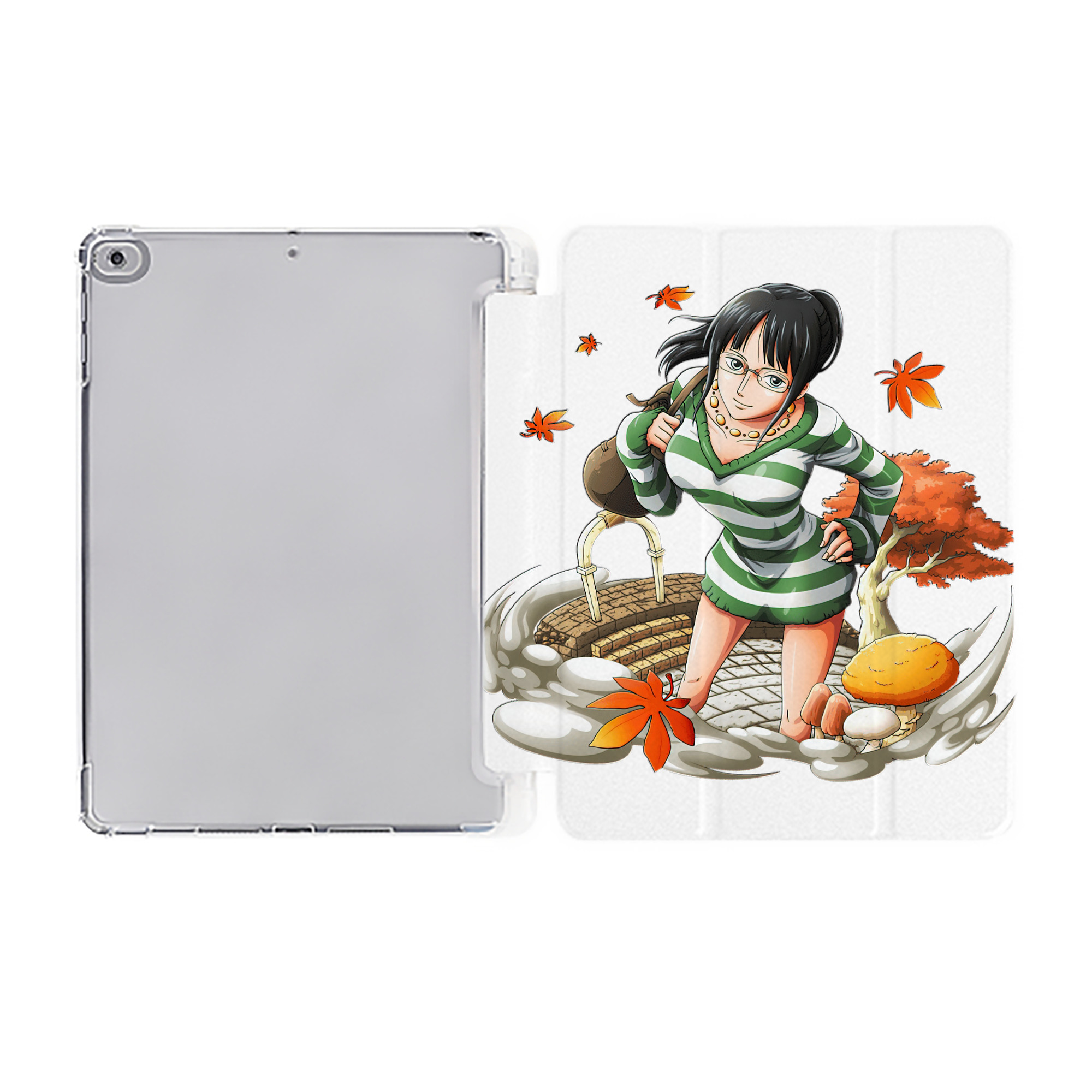（画像用） ワンピース ニコ・ロビン ONE PIECE Nico Robin IPad ケース ペン収納付き 三つ折りスタンド PUレザー×シリコン 対応機種9.5/10.5/10.9インチ